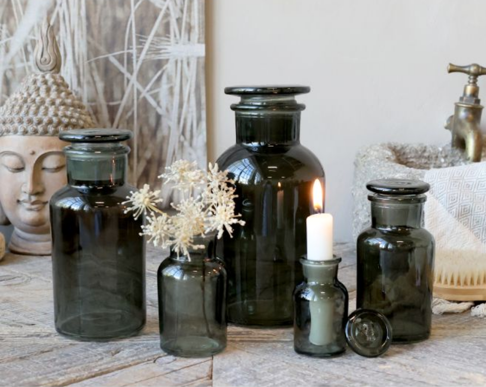 Franske apotekerglass, sett av 5stk