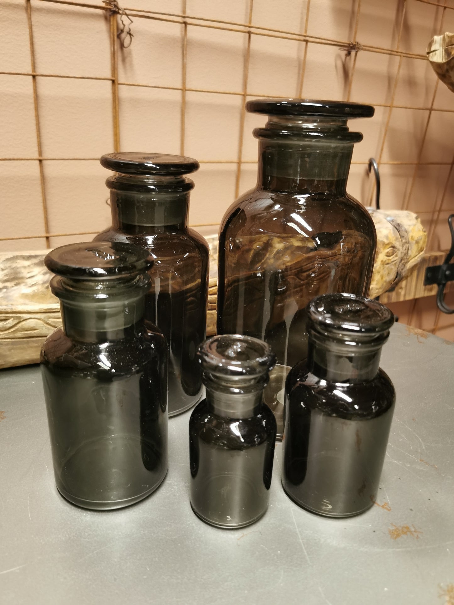Franske apotekerglass, sett av 5stk