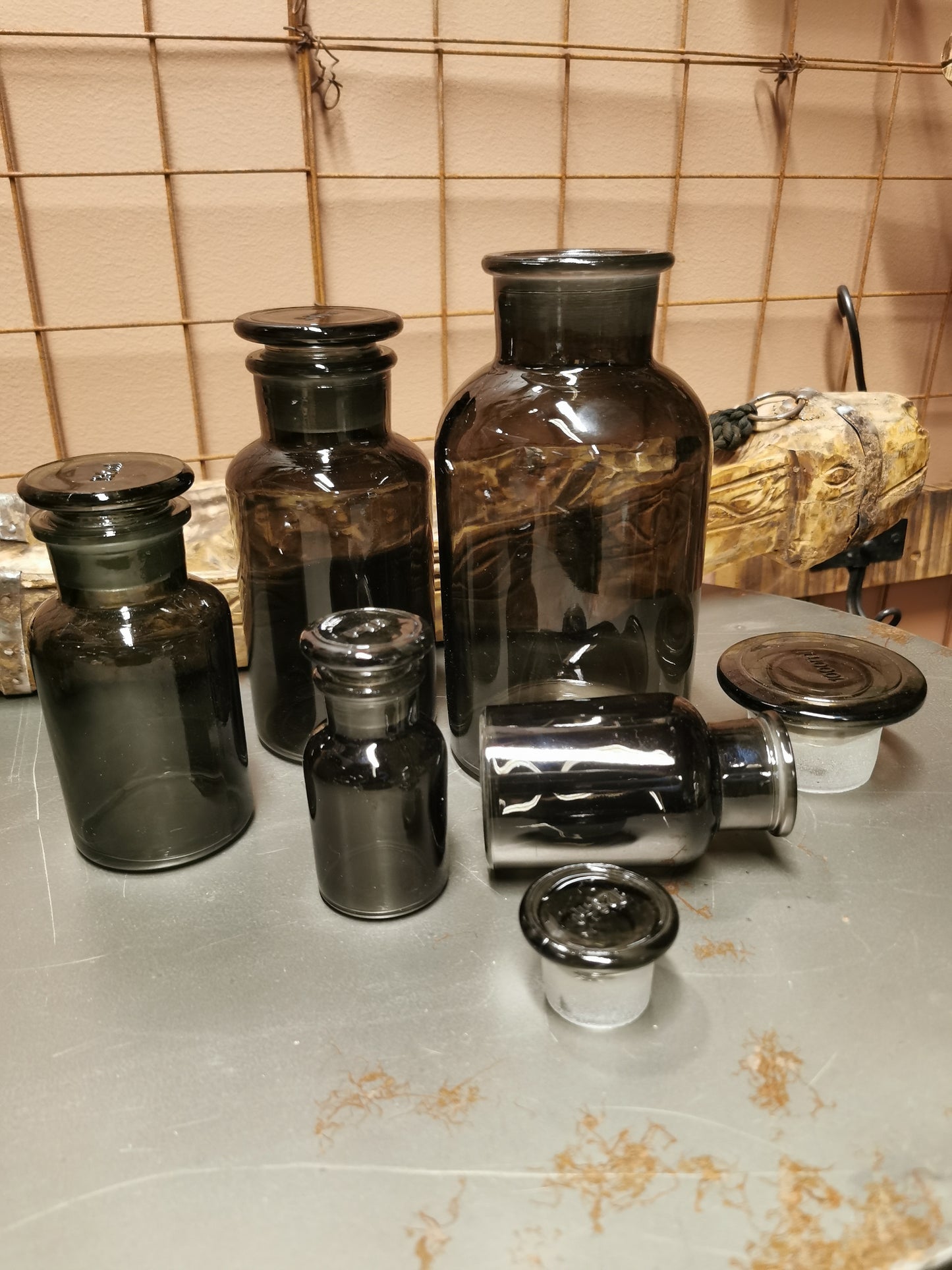 Franske apotekerglass, sett av 5stk