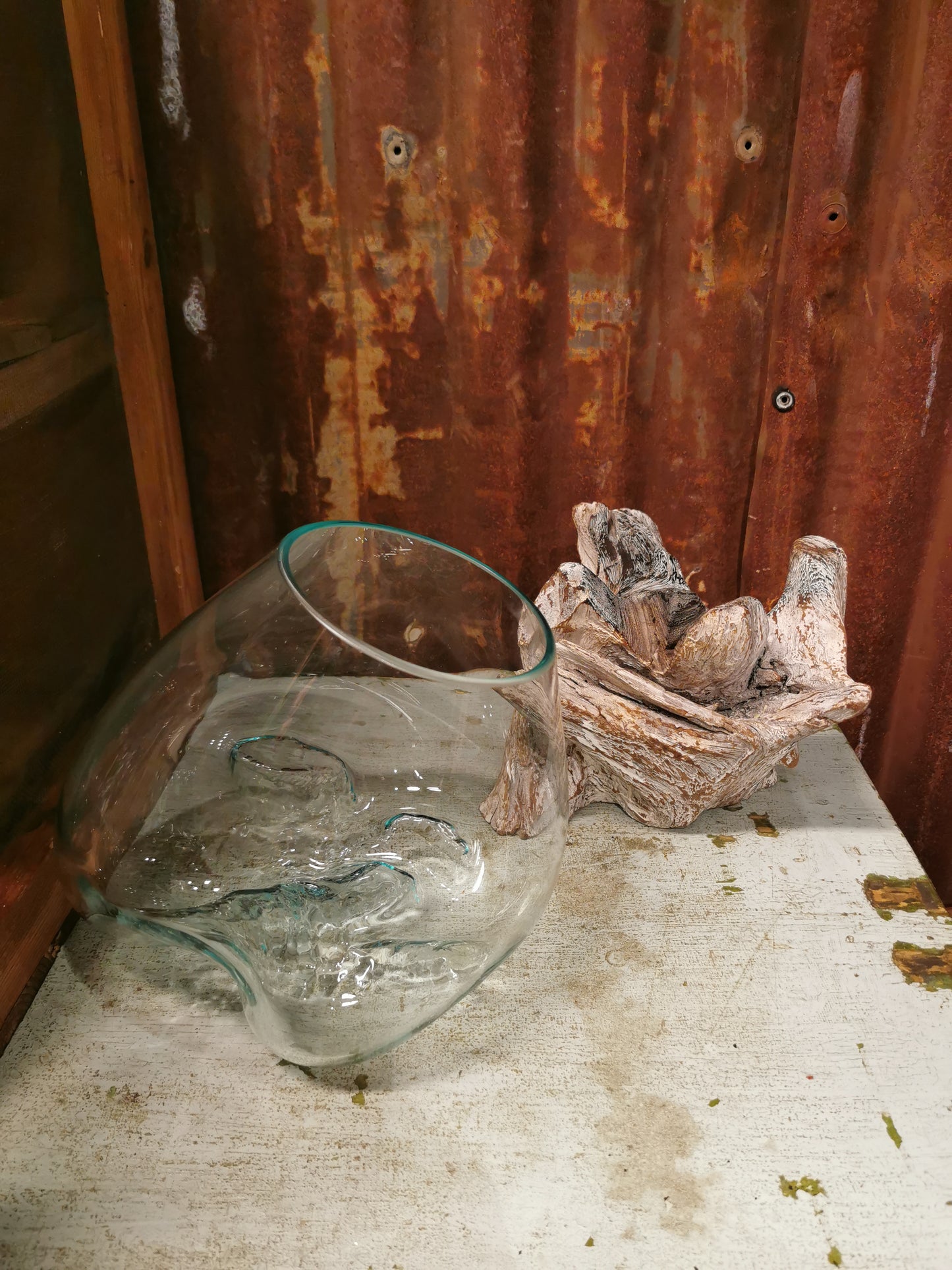Rustikk vase/glassbolle på rot #4