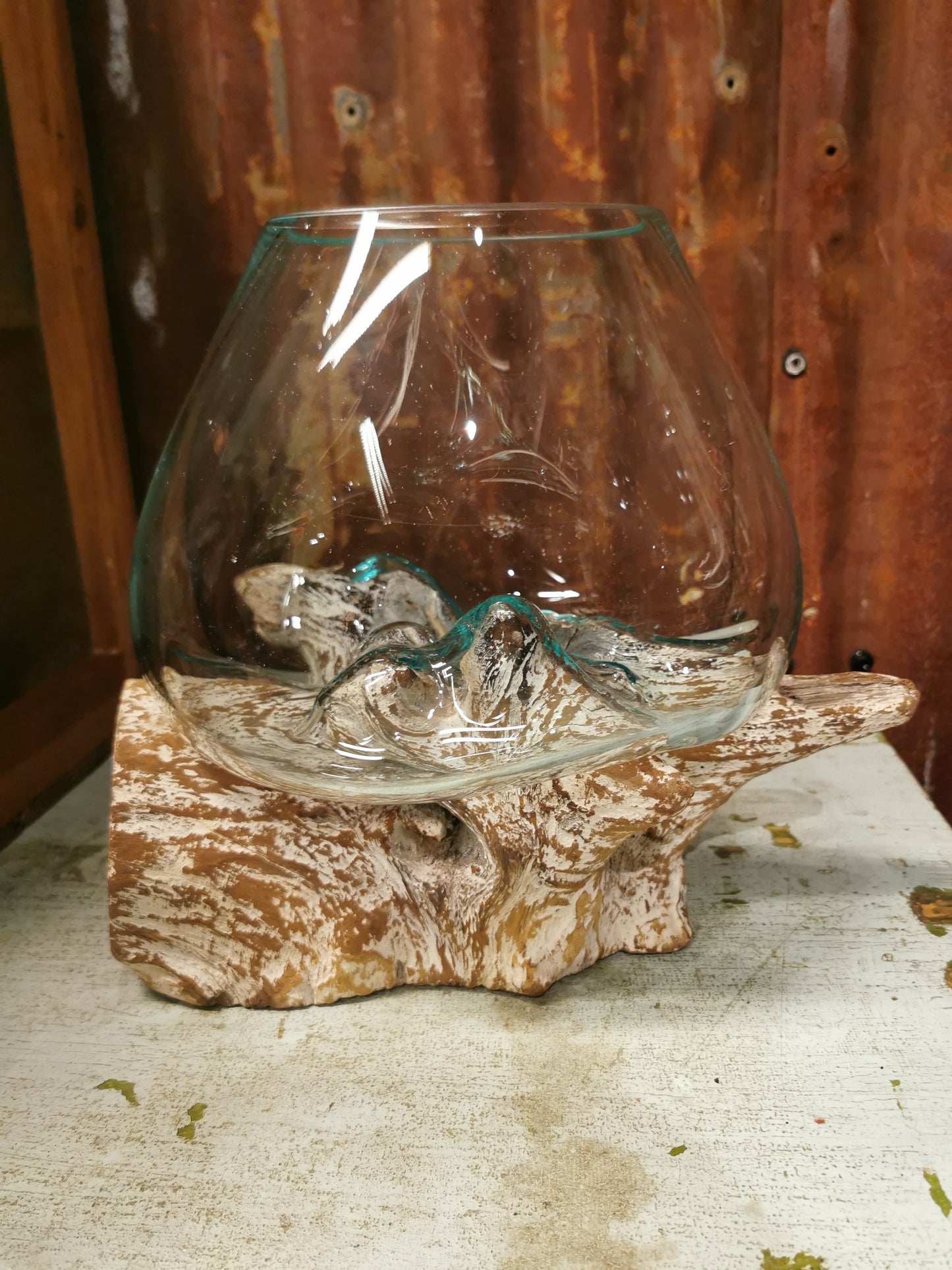 Rustikk vase/glassbole på rot #5