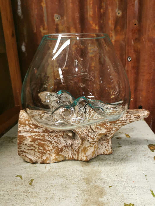 Rustikk vase/glassbole på rot #5