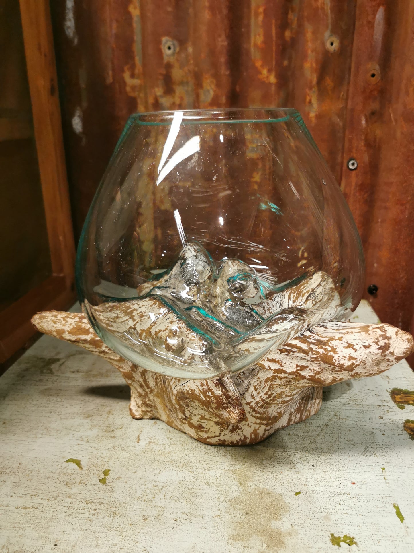 Rustikk vase/glassbole på rot #5