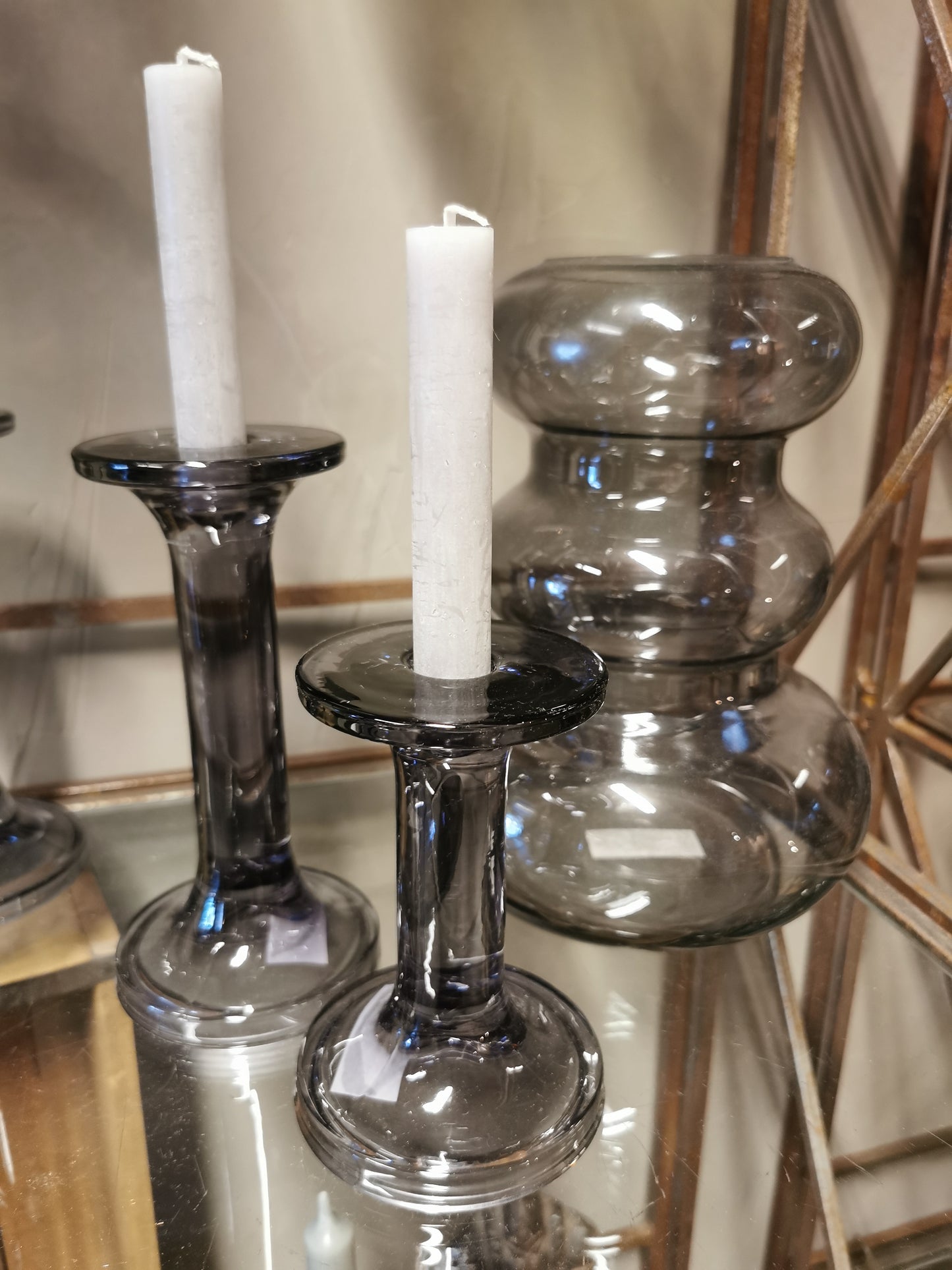 Lysestake i glass, 13cm